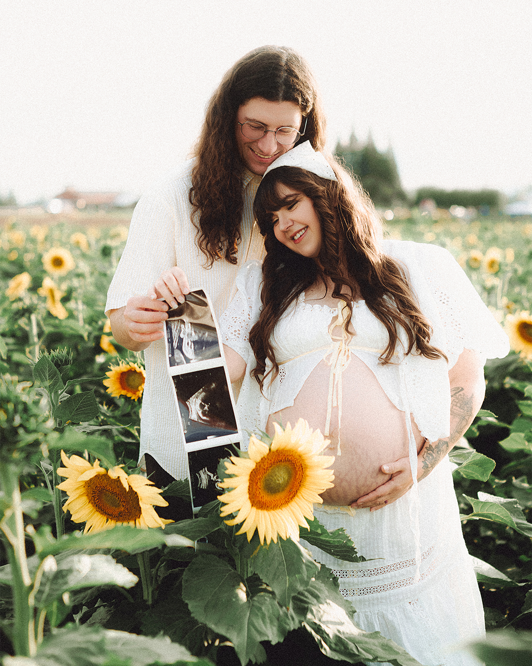 Lovestory Pregnancy Announcement Among the Sunflowers of the Wooden Shoe Tulip Farm — photograph 23 of 39